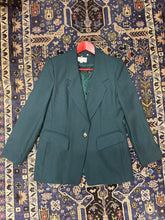 Vintage Teal Two-Piece Set – Structured Jacket & Scallop-Trimmed Vest