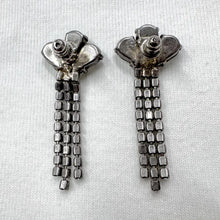 Vintage Rhinestone Drop Earrings – Gunmetal Crystal Dangle
