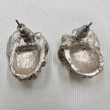 Vintage Crystal Rose Stud Earrings | Silver Tone Floral Rhinestone Earrings | Romantic Statement Jewellery