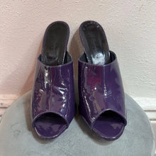 Vintage Deep Purple Patent Stiletto Mules Made in Italy  Peep Toe Heels  Size 46