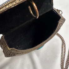 Vintage Bohemian Metal Clutch Bag | Turquoise Style Stone Crossbody Purse | Tribal Mosaic Evening Bag