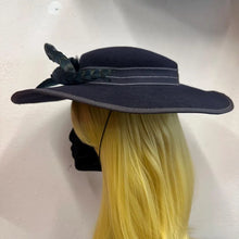 Vintage Black Wool Wide Brim Hat | Feather Trim, Ribbon Detail, Made in New Zealand
