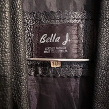 Vintage Bella J Black Leather Jacket | 80s Batwing Snake Print Panel Bomber