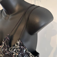 Angelucci Design Sequin Maxi Dress, Black Silver Mermaid Hem, Spaghetti Strap Evening Gown