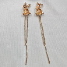 Vintage Crystal Bunny Tassel Earrings | Rhinestone Rabbit Drop Earrings | Gold Tone Statement Earrings