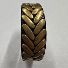 Vintage Brass Tone Studded Bangle | Geometric Statement Bracelet | Wide Retro Cuff Jewelry | Bohemian Vintage Accessory