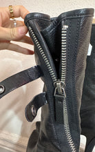 Black Leather High-Heel Zip-Detail Boots