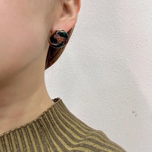 Vintage Abstract Enamel Stud Earrings | Purple, Green & Orange Statement Earrings | Retro Artistic Jewellery