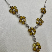 Vintage Floral Y Necklace with Rhinestones | Y2K Beaded Flower Necklace | Romantic Statement Jewelry