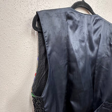 Vintage 80s Black Beaded Sequin Vest | Rainbow Embellished Unisex Waistcoat | Festival Statement Piece