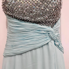 Vintage Tony Bowls Le Gala Ice Blue Prom Dress | Y2K Rhinestone Gown Size 8