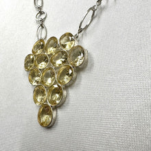Vintage Rhinestone Cluster Necklace | Champagne Crystal Statement Pendant | Y2K Glam Jewelry | Silver Chain Necklace