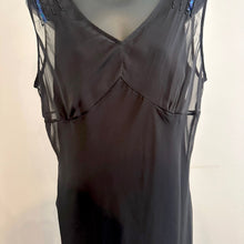 Black Sheer Overlay Maxi Dress, Blue Sequin Embellished Shoulders, Sleeveless V Neck Evening Dress, Elegant Formal Gown, Sheer Hem