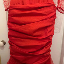 Vintage 1980s Red Mermaid Gown | Sheer Lace Sleeves, Ruched Formal Dress