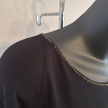 Black Pleated Open Back Tunic Dress, Gold Embellished Long Sleeve Mini Dress, Flared Sleeve Black Dress, Elegant Vintage Eveningwear