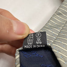 Vintage Jean Mercier Tie Black Ivory Stripe and sky blue dots Pattern Polyester Necktie
