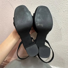 Nasty Gal Black Platform Heels with Gold Chain – Y2K Chunky Sandals Size EU