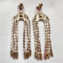 Vintage Pink Ombre Rhinestone Tassel Drop Earrings
