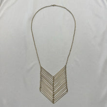 Vintage Geometric Chevron Necklace | Gold Tone Statement Necklace | Modernist V Shape Pendant | Minimalist Chain Necklace