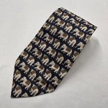 Vintage Jim Thompson 100% Silk Elephant Print Necktie Navy Blue