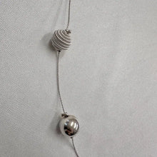 Vintage Silver Beaded Long Necklace | Minimalist Floating Ball Necklace | Modernist Layering Jewelry | Retro Metallic Strand necklace