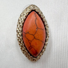 Vintage Orange Stone Effect Stud Earrings | Gold Tone Marquise Statement Earrings | Retro 80s Jewellery