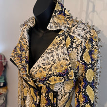 Y2K Snake Print Faux Leather Biker Jacket, Studded Spiked Jacket, Statement Moto Jacket, Rock Glam Jacket, Edgy Cropped Jacket