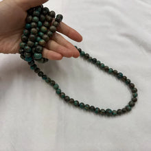 Vintage Turquoise Brown Beaded Necklace / Double Strand Long Necklace / Earth Tone Statement Jewelry / Layering Necklace