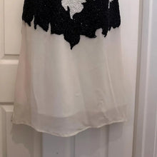 Vintage Black White Beaded Cocktail Dress | Art Deco Inspired Party Mini Dress