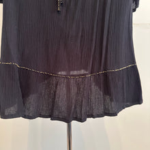 Black Pleated Open Back Tunic Dress, Gold Embellished Long Sleeve Mini Dress, Flared Sleeve Black Dress, Elegant Vintage Eveningwear