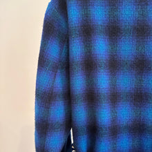 Vintage Blue Plaid Wool Wrap Coat | 100% Pure Wool, Oversized Belted Jacket