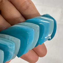 Vintage Blue Marble Plastic Stretch Bracelet | Layered Tile Beads, Y2K Boho Jewelry