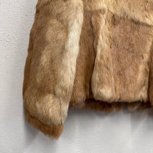 Vintage Rabbit Fur Jacket | Caramel Brown & Cream Patchwork Fur Coat | 1970s Style