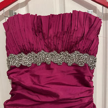 Vintage Nicole Bakti Silk Strapless Gown | Fuchsia Beaded Mermaid Evening Dress Made in USA