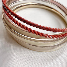 Vintage Orange & Ivory Enamel Bangle Set | 5 Stackable Bangles | Retro Layering Bracelets | Boho Statement Jewelry