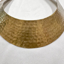 Vintage Hammered Gold Tone Collar Necklace | Bold Statement Bib Choker | Modernist Open Neck Cuff
