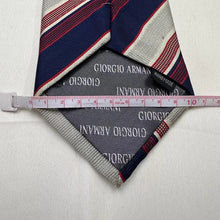 Vintage Giorgio Armani Silk Neck Tie | Navy Red Stripe | Handmade in Italy | Classic Menswear