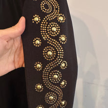 Black Gold Rhinestone Maxi Dress, Long Sleeve Deep V Neck Evening Gown, Diagonal Embellished Formal Dress, Elegant Statement Party Wear