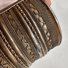 Vintage Wide Gold Tone Cuff Bracelet | Tribal Boho Statement Bangle | Adjustable Textured Metal Cuff