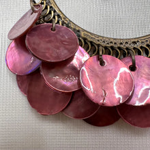Vintage Shell Disc Hoop Earrings | Antique Brass Boho Festival Jewelry