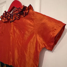 Vintage Orange Ruffle Neck Midi Dress | African Print Style Statement