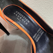 Christian Lacroix Orange Lace Detail Heels  Pointed Toe Stiletto Pumps EU 38 UK 5 Vintage Designer