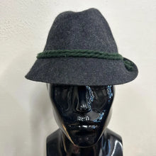 Vintage Tiroler Hat | Dark Grey Wool Felt Alpine Hat, Green Band (59cm)