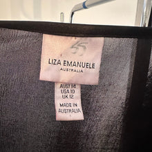 Liza Emanuele Black Wrap Dress, Satin-Like Finish, Batwing Sleeves, Asymmetric Hem (AUS 14)