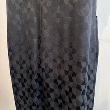 Vintage Black Geometric Jacquard Wrap Dress, V-Neck, Sleeveless, Architectural Style