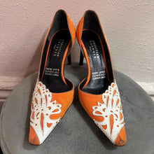 Christian Lacroix Orange Lace Detail Heels  Pointed Toe Stiletto Pumps EU 38 UK 5 Vintage Designer
