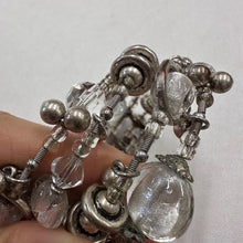 Vintage Wire Wrapped Charm Bracelet | Silver Tone Beaded Cuff | Artisan Coil Bracelet | Statement Bohemian Jewelry