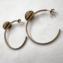 Gold Hoop Earrings with Faceted Amber Tone Resin – Vintage Style Statement Hoops