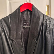 Vintage Bella J Black Leather Jacket | 80s Batwing Snake Print Panel Bomber