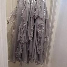 Vintage Beaded Sequin Evening Gown | Silver Grey Chiffon Ruffle Dress | Art Deco Inspired Formal Dress | Gatsby Style Maxi Dress